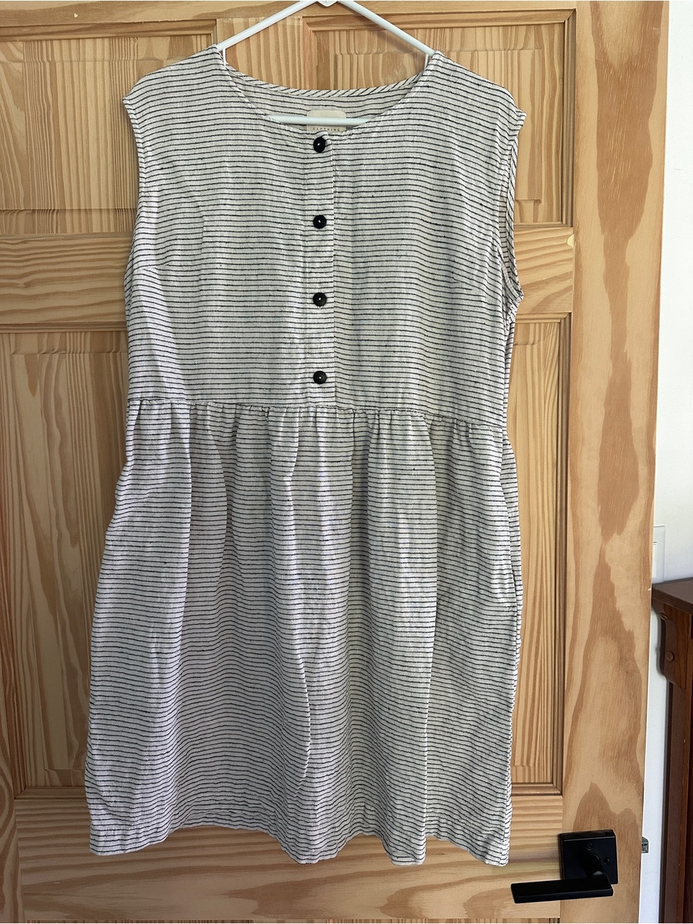 OffOn STRIPED LINEN SLEEVELESS DRESS - Picture 3 of 3